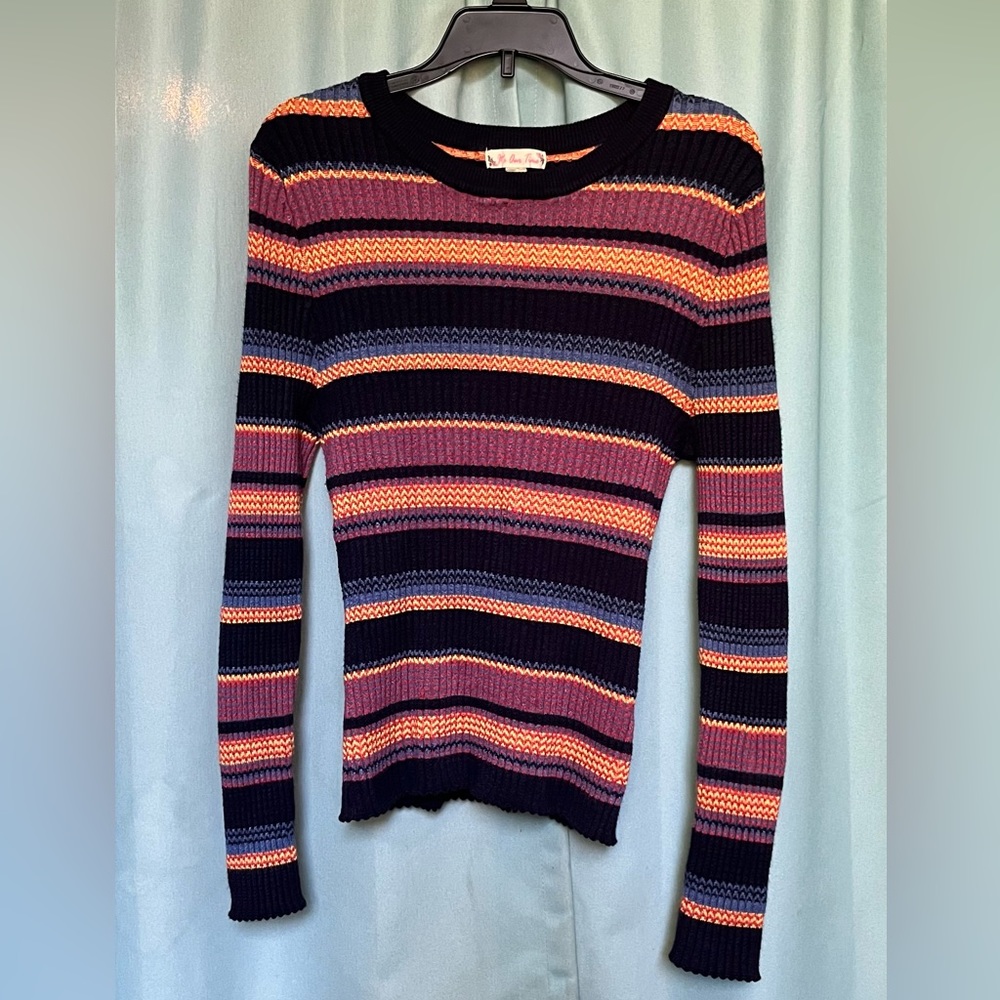 Fall long sleeve striped sweater shirt